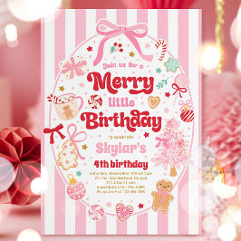 Merry Little Birthday Party Christmas Coquette Bow Kaart