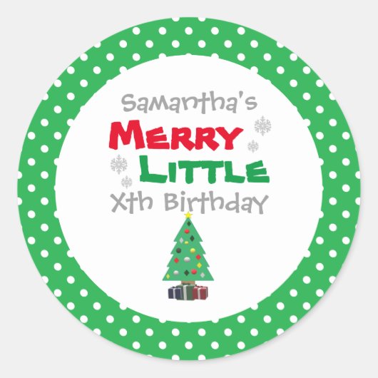 Merry Little Birthday Ronde Sticker (Voorkant)