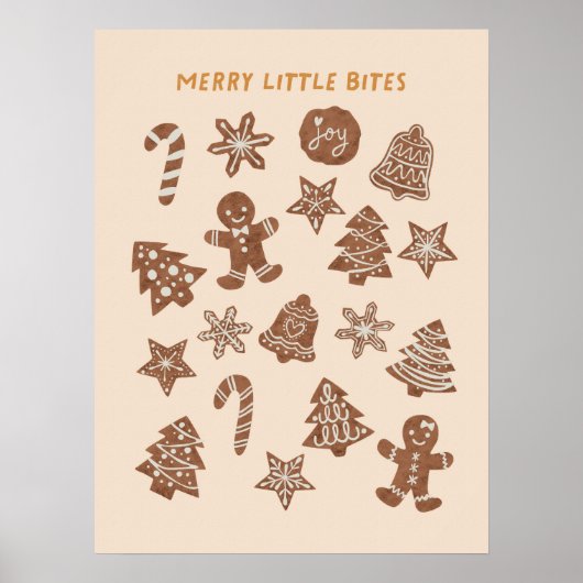 Merry Little Bites Kerstkoekjes Geel Poster (Voorkant)