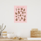 Merry Little Bites Kerstkoekjes roze Poster (Keuken)