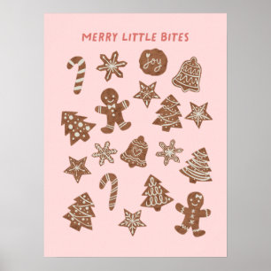 Merry Little Bites Kerstkoekjes roze Poster
