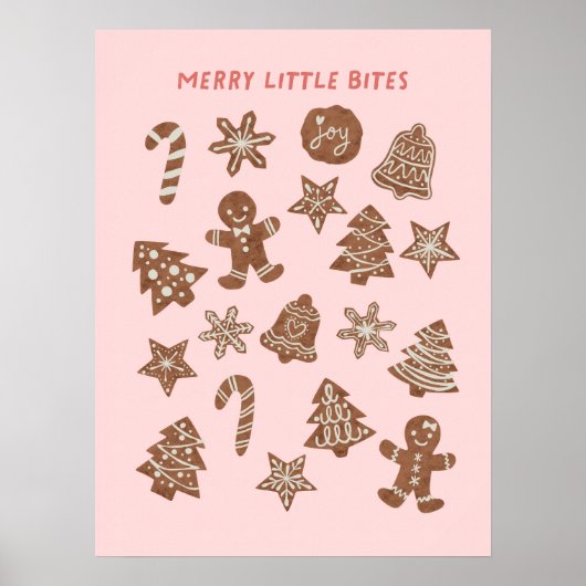 Merry Little Bites Kerstkoekjes roze Poster (Voorkant)