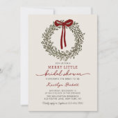 Merry Little Bow Kerstkrans Bruidsdouche Kaart (Voorkant)
