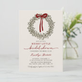 Merry Little Bow Kerstkrans Bruidsdouche Kaart (Staand voorkant)