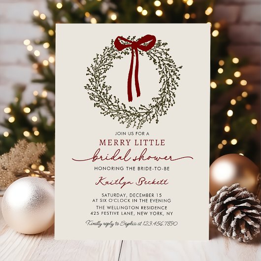 Merry Little Bow Kerstkrans Bruidsdouche Kaart