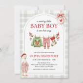 Merry Little Boy Goose Christmas Baby Shower Kaart (Voorkant)