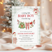 Merry Little Boy Goose Christmas Baby Shower Kaart