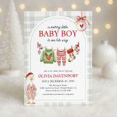 Merry Little Boy Goose Christmas Baby Shower Kaart