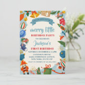 Merry Little Christmas 1e verjaardag Uitnodiging (Staand voorkant)