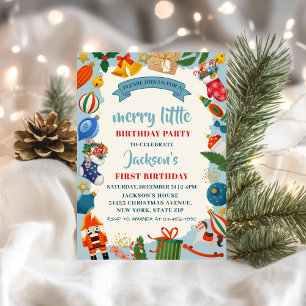 Merry Little Christmas 1e verjaardag Uitnodiging