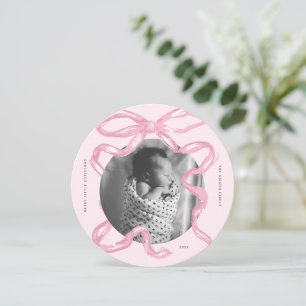 Merry Little Christmas Baby Bow Foto van Kerstmis Feestdagenkaart