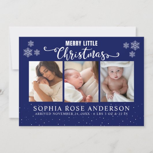 Merry Little Christmas, Baby First Collage Photos Feestdagenkaart (Voorkant)