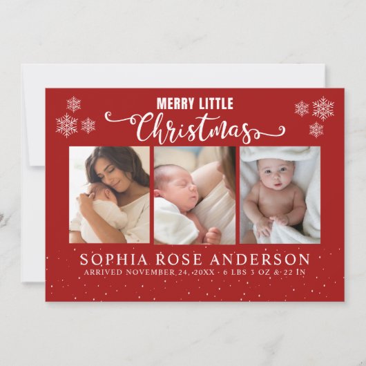 Merry Little Christmas, Baby First Collage Photos Feestdagenkaart (Voorkant)