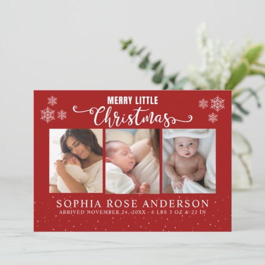 Merry Little Christmas, Baby First Collage Photos Feestdagenkaart (Staand voorkant)