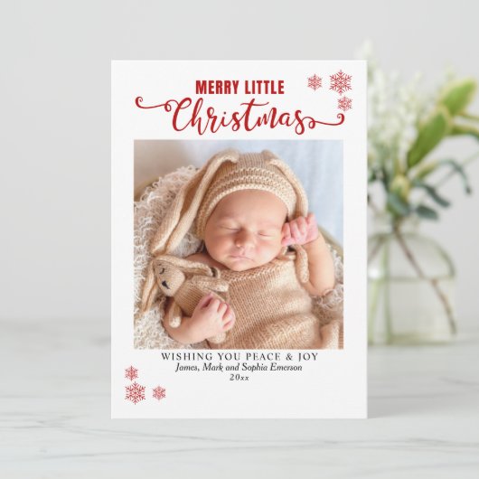 Merry Little Christmas, Baby First Photo Feestdagenkaart (Staand voorkant)