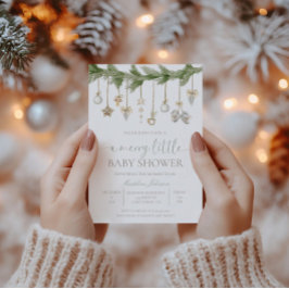 Merry Little Christmas Baby shower Invitation Kaart
