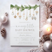 Merry Little Christmas Baby shower Invitation Kaart