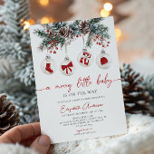 Merry Little Christmas Baby shower Invitation Kaart