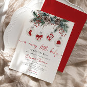 Merry Little Christmas Baby shower Invitation Kaart