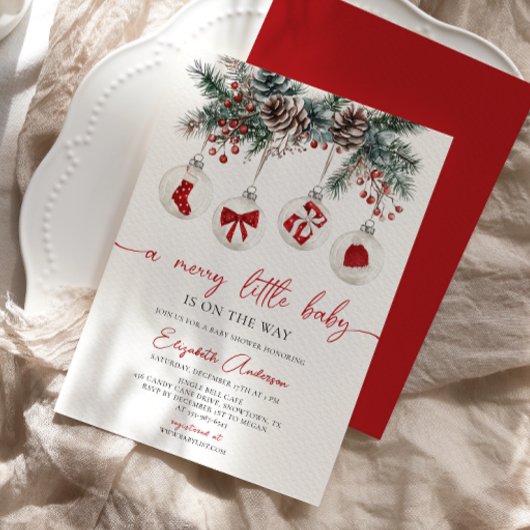 Merry Little Christmas Baby shower Invitation Kaart