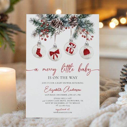 Merry Little Christmas Baby shower Invitation Kaart