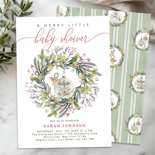 Merry Little Christmas Baby shower Krans Kaart