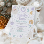 Merry Little Christmas Baby shower Paarse & Zilver Kaart<br><div class="desc">Merry Little Christmas Baby shower Paarse & Zilveren Uitnodiging</div>