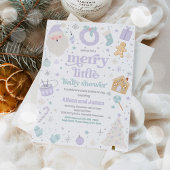 Merry Little Christmas Baby shower Paarse & Zilver Kaart