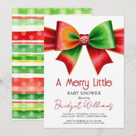 Merry Little Christmas Baby shower red, green bow Kaart