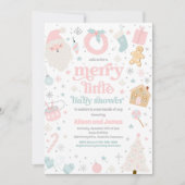 Merry Little Christmas Baby shower roze en zilver Kaart (Voorkant)
