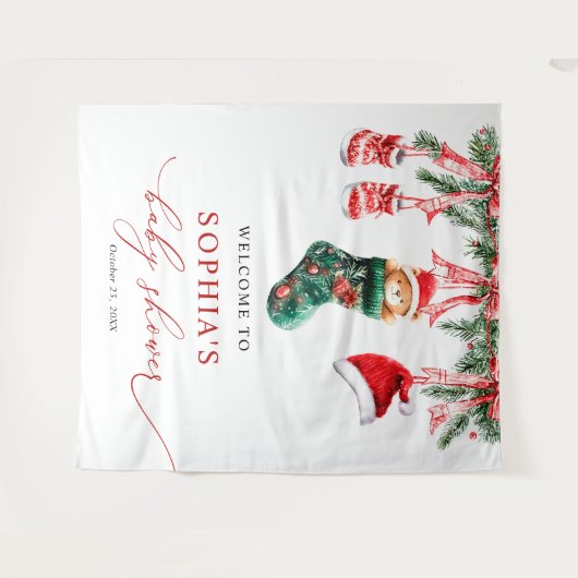 Merry Little Christmas Baby shower Tapestry Wandkleed (Voorkant (horizontaal))