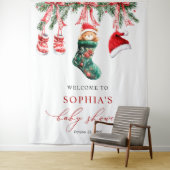 Merry Little Christmas Baby shower Tapestry Wandkleed (In situ)