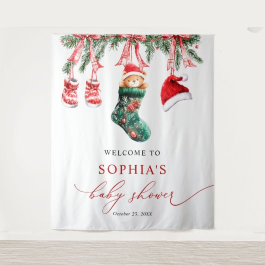 Merry Little Christmas Baby shower Tapestry Wandkleed (Voorkant)