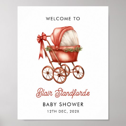 Merry Little Christmas Baby shower Welkomstbord Poster (Voorkant)