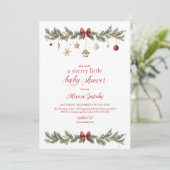 Merry Little Christmas Baby Shower Xmas Tree Kaart (Staand voorkant)