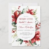 Merry Little Christmas Berry Floral Bridal Shower  Kaart (Voorkant)
