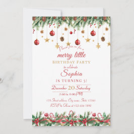 Merry Little Christmas Birthday Invitation Kaart