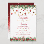 Merry Little Christmas Birthday Invitation Kaart (Voorkant / Achterkant)