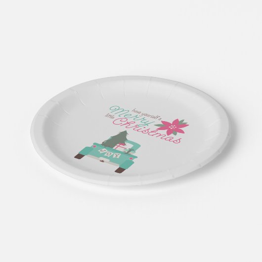 Merry Little Christmas Blauwgroen pick-up papieren Papieren Bordje (Gekanteld)