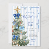 Merry Little Christmas Boy Baby Shower Invitation Kaart (Voorkant)