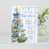 Merry Little Christmas Boy Baby Shower Invitation Kaart (Staand voorkant)