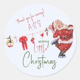 Merry Little Christmas Boy Meisje Winter Baby show Ronde Sticker