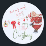 Merry Little Christmas Boy Meisje Winter Baby show Ronde Sticker<br><div class="desc">Deze elegante Gender Neutral Winter Baby shower Party Supplies heeft een eenvoudige charme, een vleugje feestelijke glamour en veel kerstsfeer. Vier de komst van uw baby met dit prachtige kerst Baby shower Collectie. Hieronder vind je alle benodigde overeenkomende objecten in het collectie met topaanbiedingen. Er zijn 2 verschillende design om...</div>