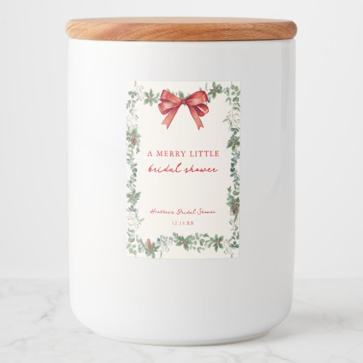 Merry Little Christmas Bridal Shower Favor Labels Voedselcontainer Etiket (Voorkant)