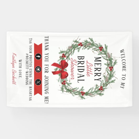 Merry Little Christmas Bridal Shower Welcome Spandoek (Horizontaal)