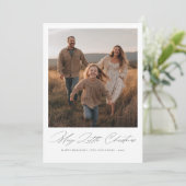 Merry Little Christmas Dark Muted Photo Card Feestdagenkaart (Staand voorkant)