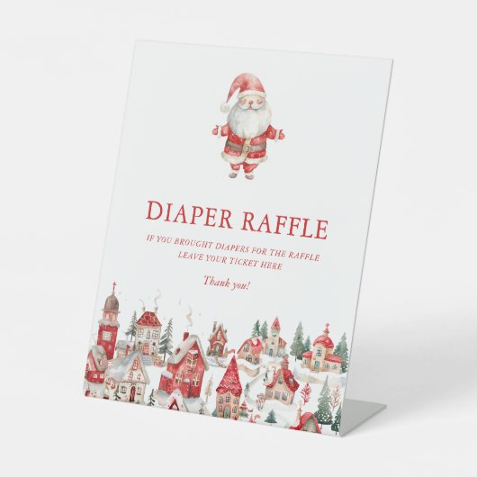 Merry Little Christmas Diaper Raffle Reclamebord Met Voetstuk (Voorkant)