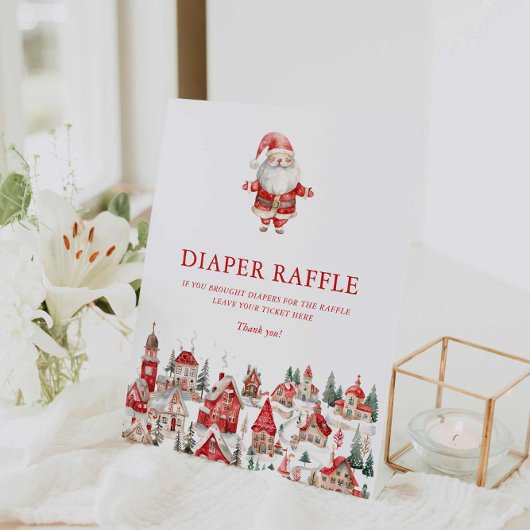 Merry Little Christmas Diaper Raffle Reclamebord Met Voetstuk