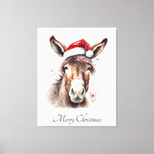 Merry Little Christmas Donkey, op maat Canvas Afdruk