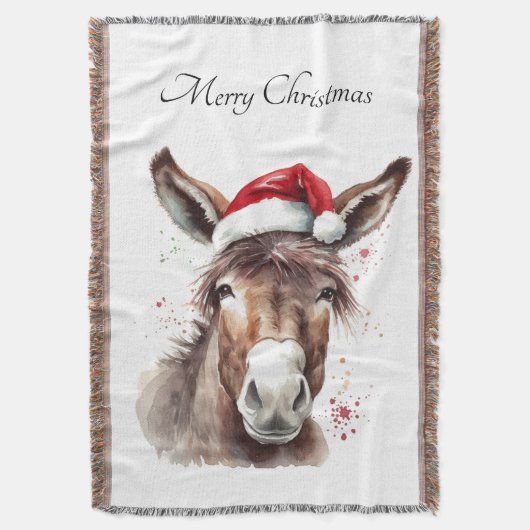Merry Little Christmas Donkey, op maat Deken (Voorkant Verticaal)